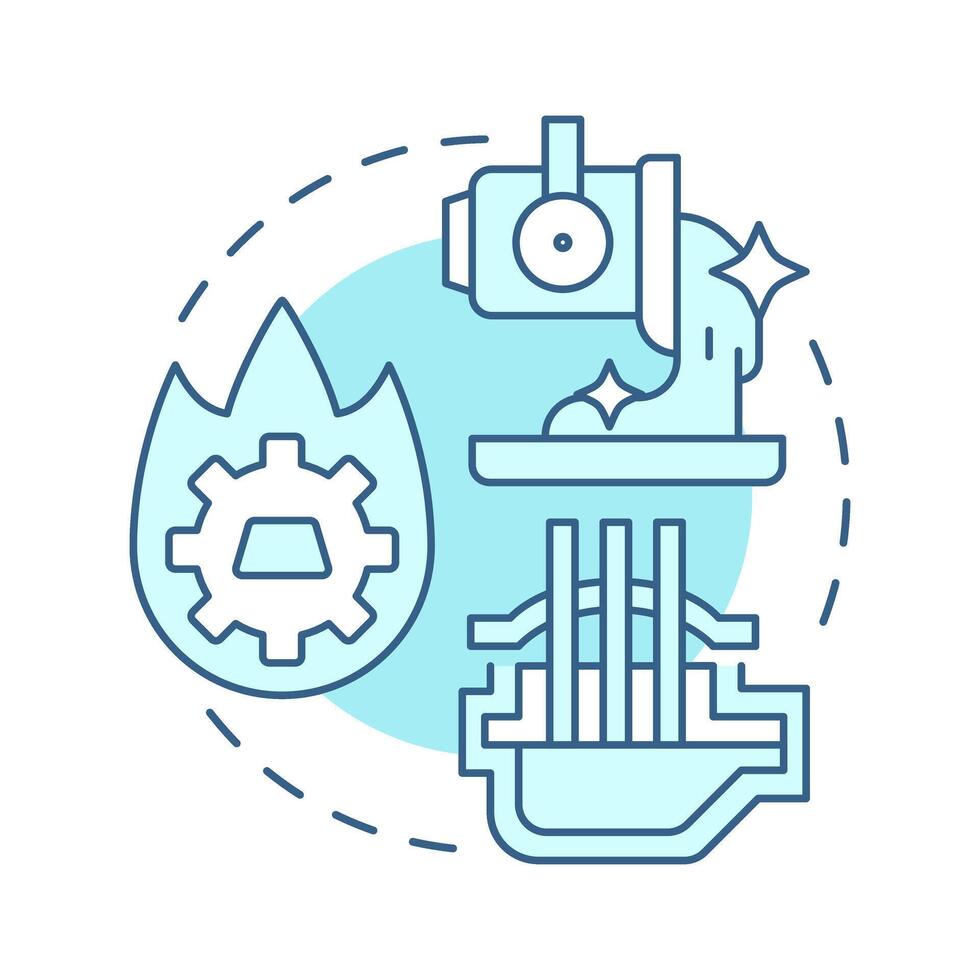 Reduction soft blue concept icon. Extraction of crude metal. Stage of metallurgical process. Steelmaking technology. Round shape line illustration. Abstract idea. Graphic design. Easy to use in vector