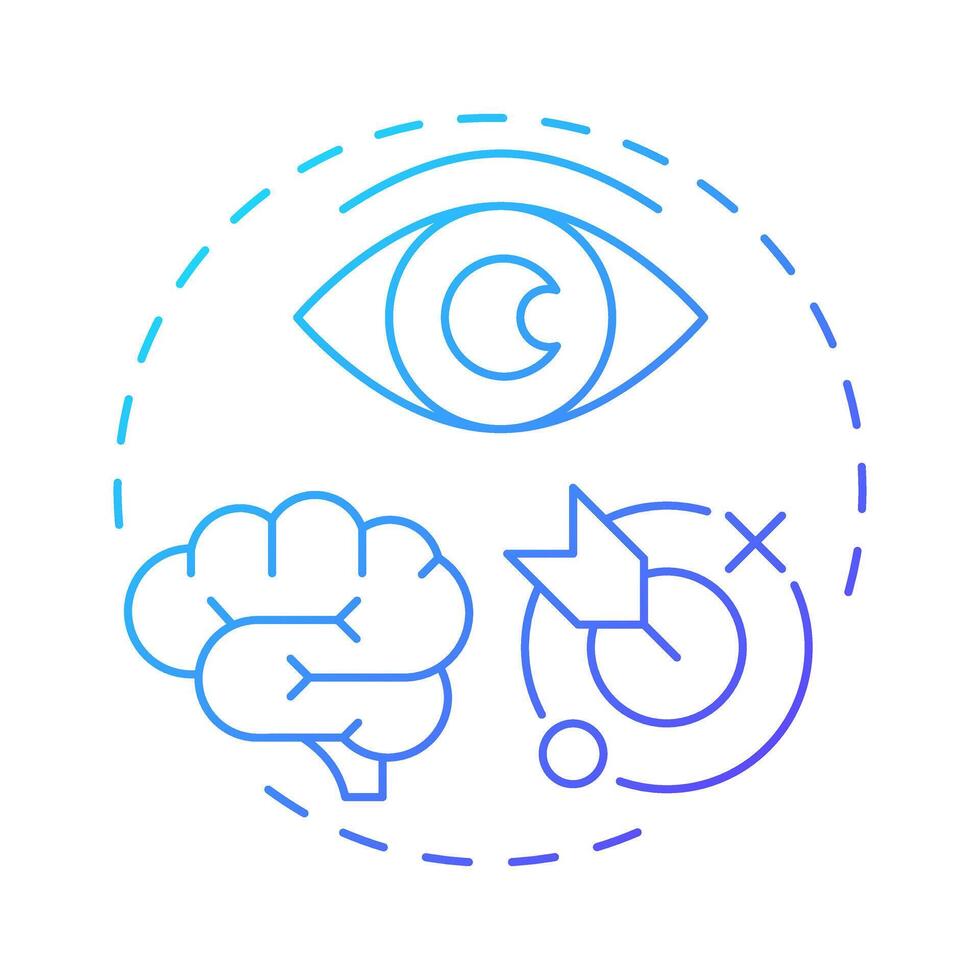Psychological factors blue gradient concept icon. Motivation, perception. Customer behavior. Round shape line illustration. Abstract idea. Graphic design. Easy to use in infographic, article vector