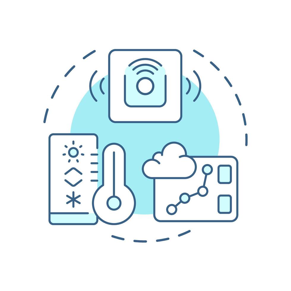 Environmental sensors soft blue concept icon. Monitoring conditions. Smart city infrastructure and services. Round shape line illustration. Abstract idea. Graphic design. Easy to use in booklet vector