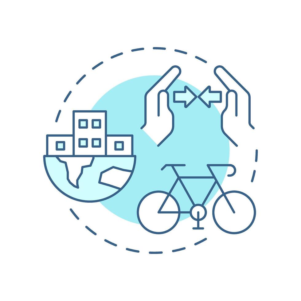 Compact city soft blue concept icon. High density mixed use neighborhoods. Sustainable urban development. Round shape line illustration. Abstract idea. Graphic design. Easy to use in booklet vector