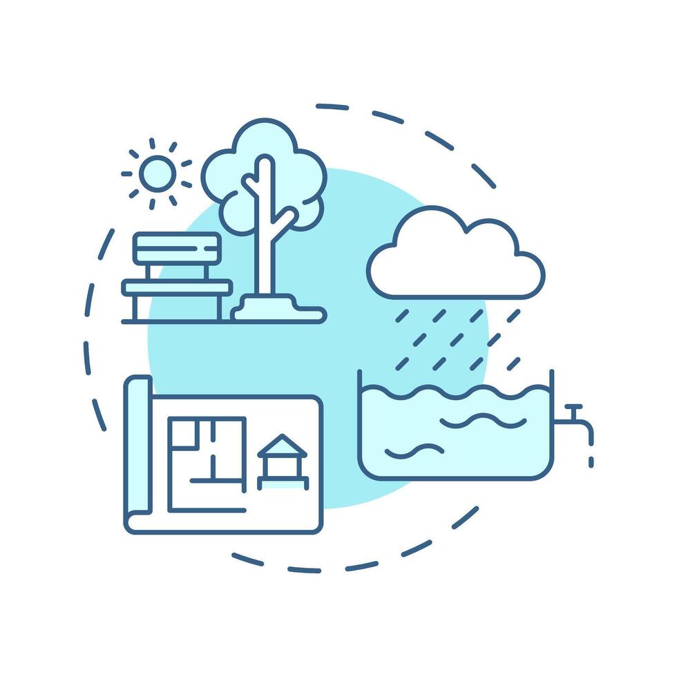 Green infrastructure soft blue concept icon. Areas on nature inside city. Sustainable urban development. Round shape line illustration. Abstract idea. Graphic design. Easy to use in booklet vector