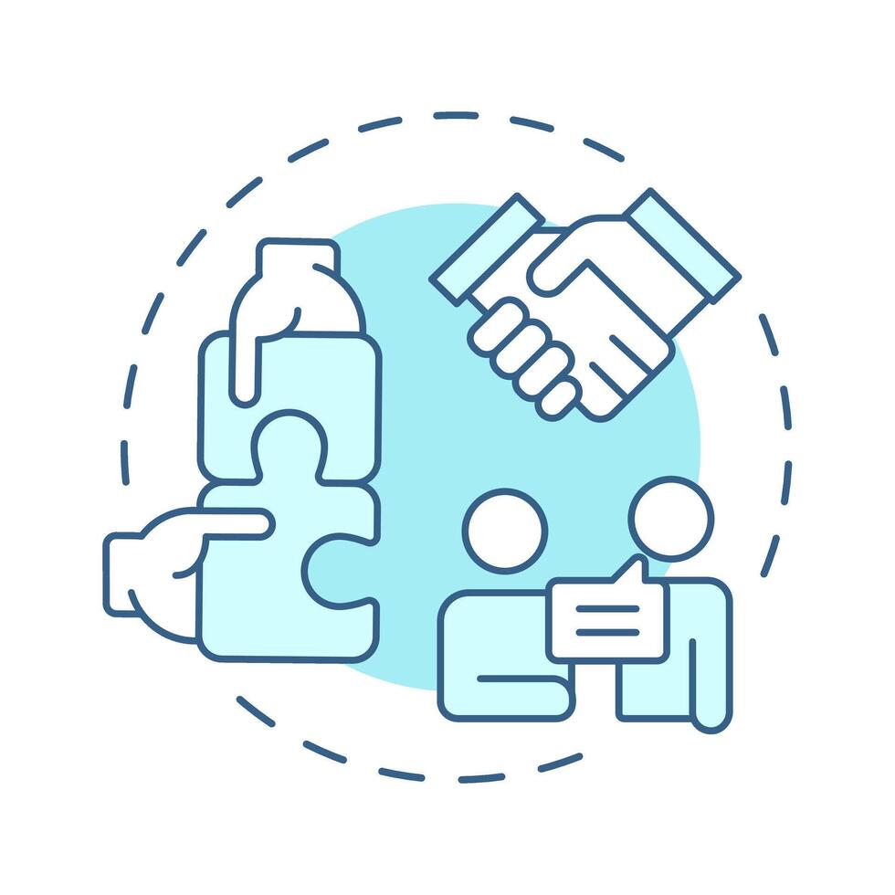 Partnership soft blue concept icon. Company owned by few people sharing profits. Business structure. Round shape line illustration. Abstract idea. Graphic design. Easy to use in infographic vector