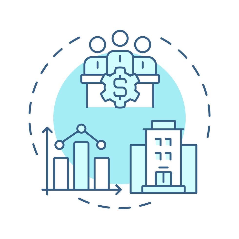 Corporation soft blue concept icon. Legal entity separate from owners. Company. Business structure. Round shape line illustration. Abstract idea. Graphic design. Easy to use in infographic vector