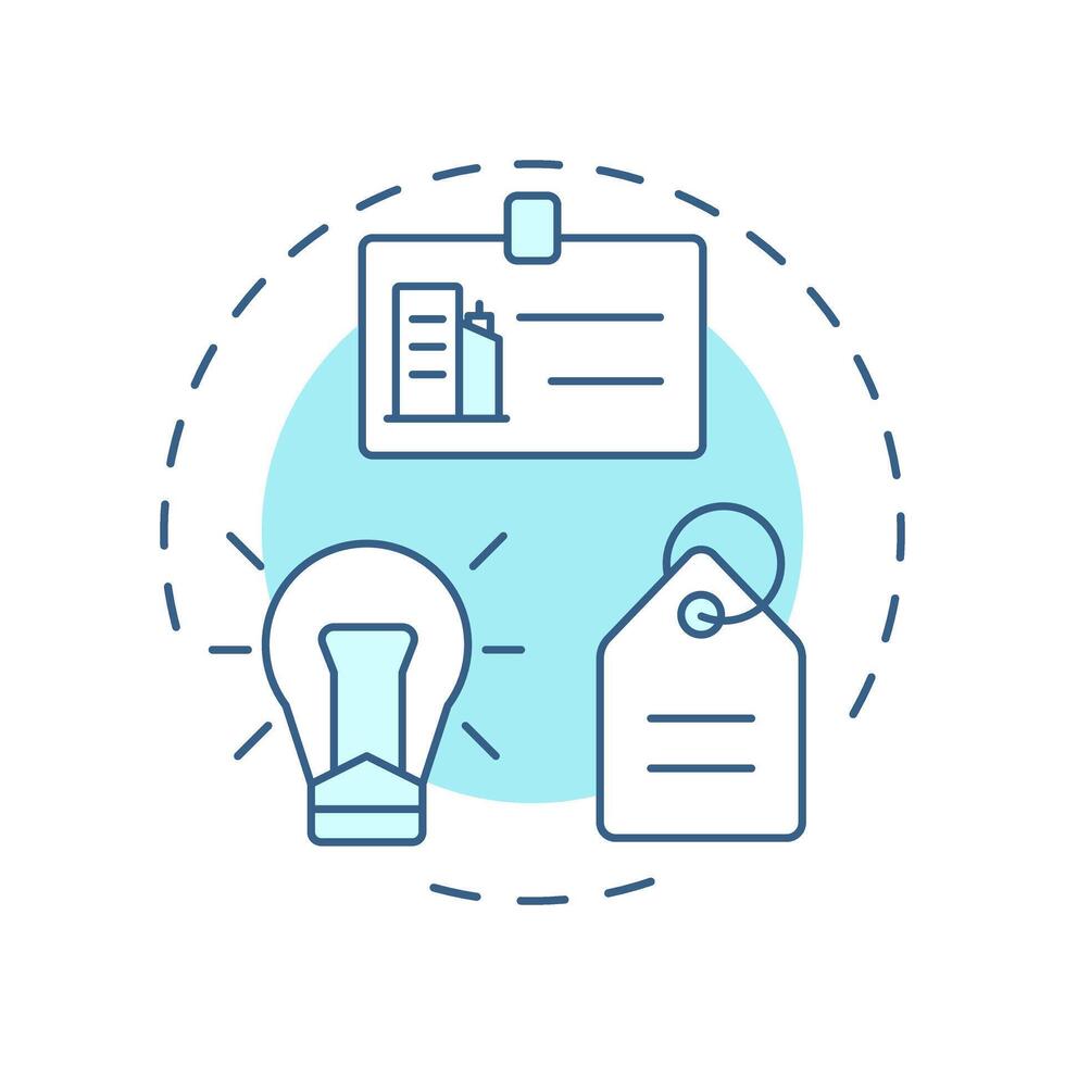 Business name soft blue concept icon. Reflect your brand identity. Create LLC. Limited liability company. Round shape line illustration. Abstract idea. Graphic design. Easy to use in infographic vector