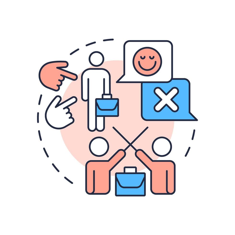 Toxic work environment multi color concept icon. Cause of involuntary employee turnover. Round shape line illustration. Abstract idea. Graphic design. Easy to use in promotional material, vector