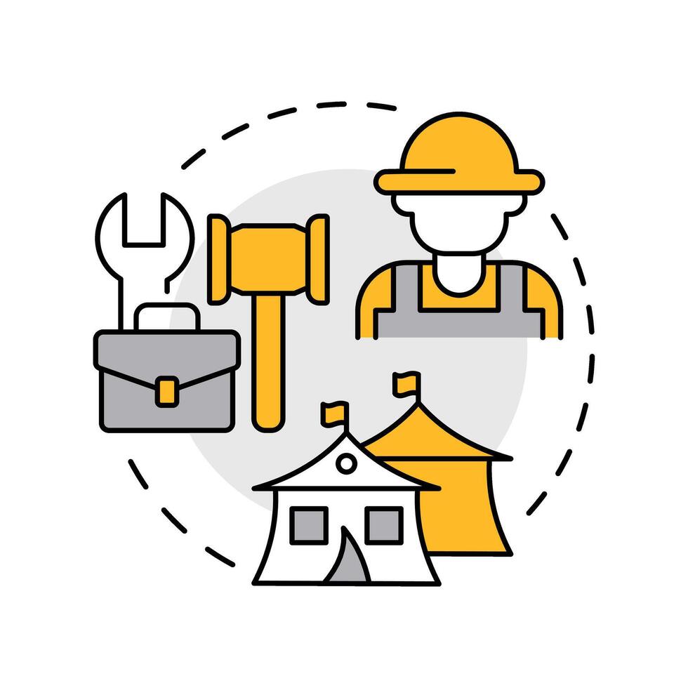 Community corrections multi color concept icon. Live in society under supervision. Correctional institution. Round shape line illustration. Abstract idea. Graphic design. Easy to use in booklet vector