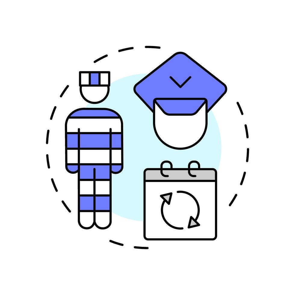 Inmate management multi color concept icon. Supporting convicted individuals. Correctional facilities system. Round shape line illustration. Abstract idea. Graphic design. Easy to use in booklet vector