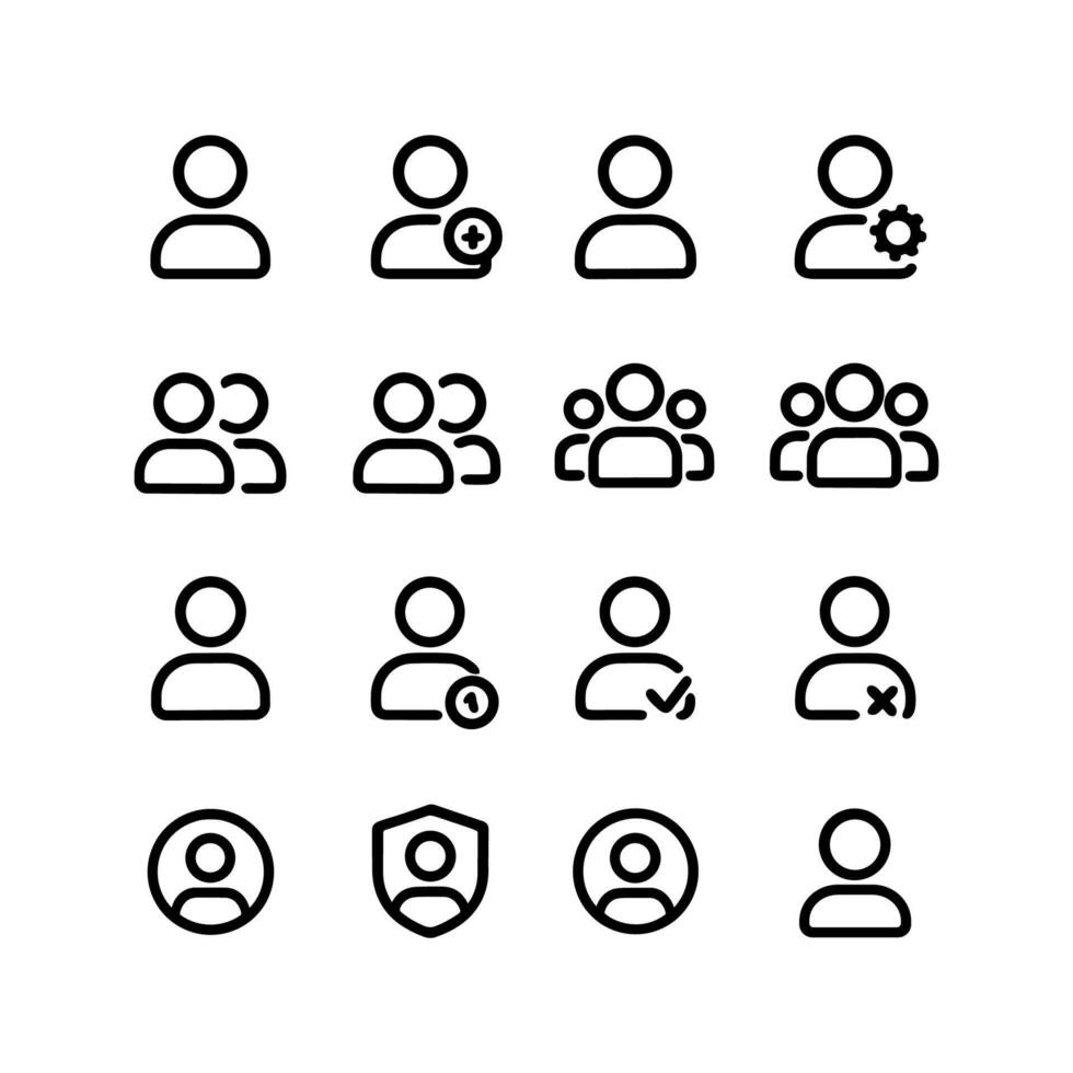 Simple Outline People Icon Set with Different Functionality and Style Variation vector