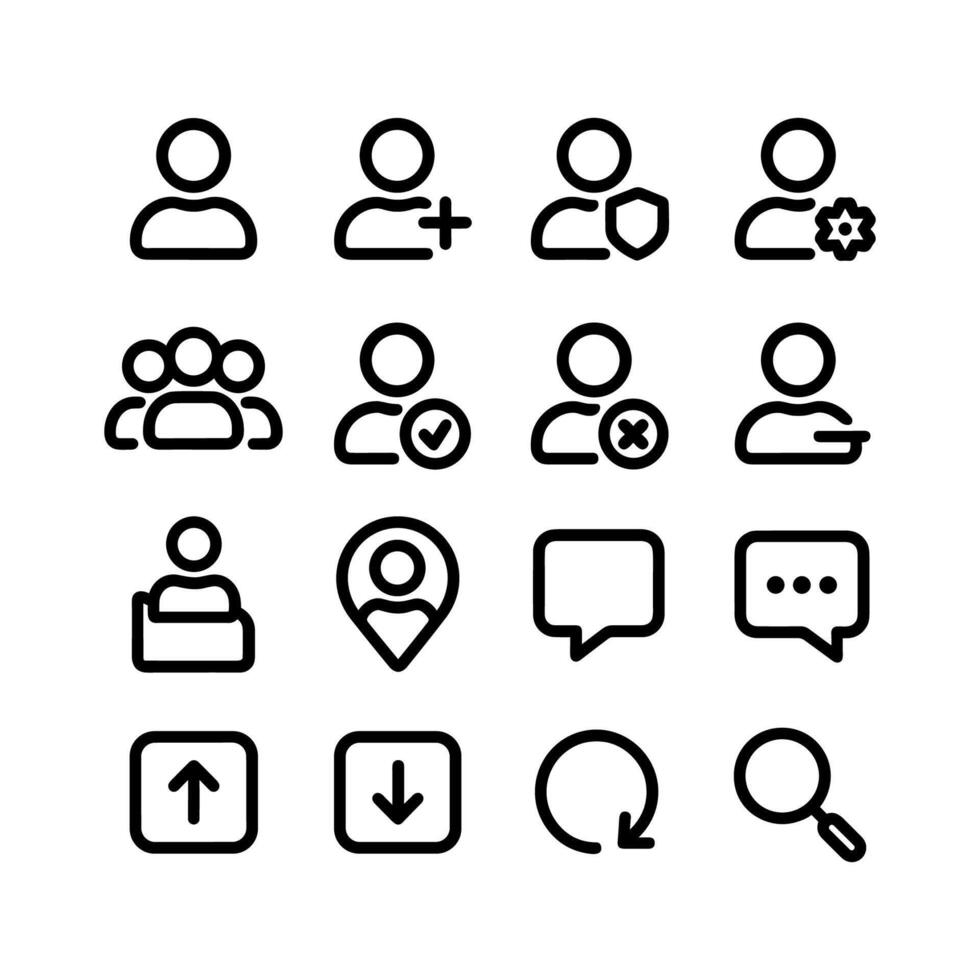 Simple Line User Interface Element People Profile Account Icon Set vector