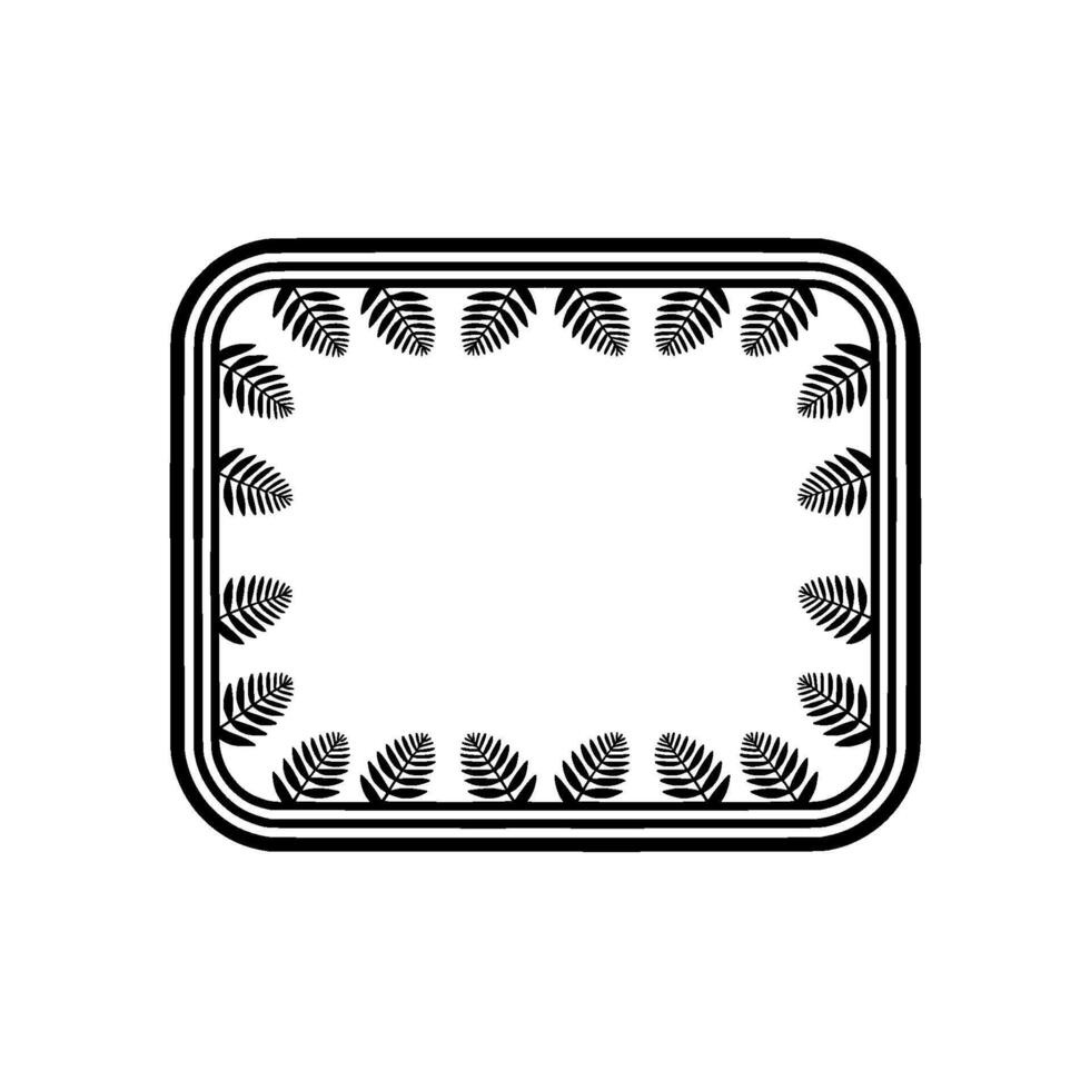 Minimalist frame featuring repeating fern leaf motifs along a double rounded border vector