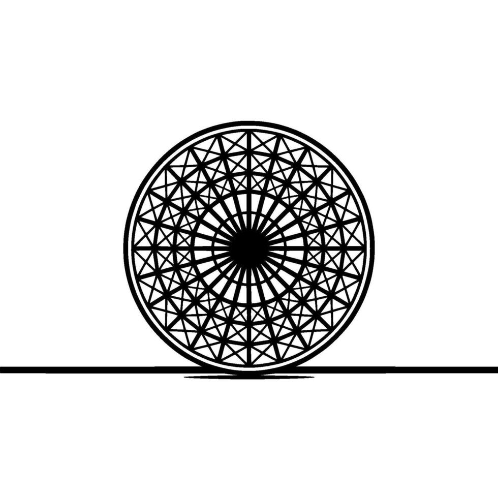 Abstract geometric circular mandala pattern with intricate radiating lines and triangular segments vector