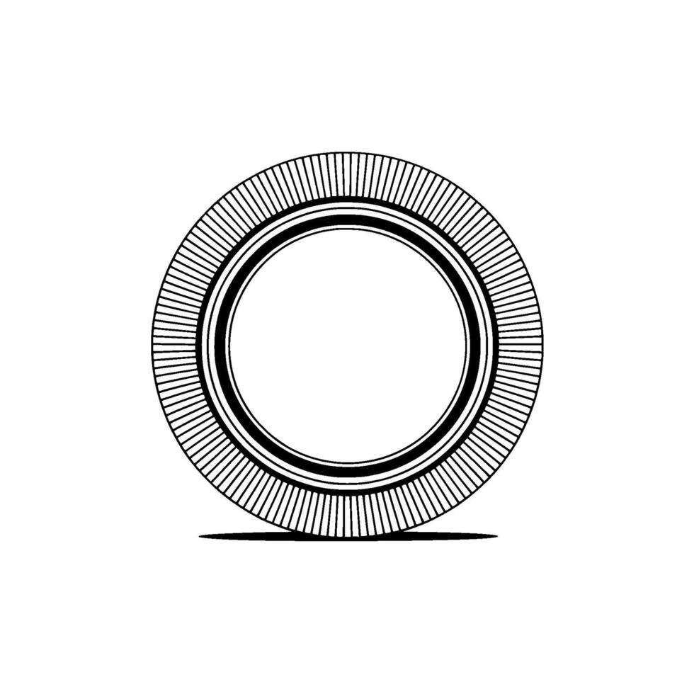 A element featuring a concentric circle motif with radial lines and a subtle shadow effect vector