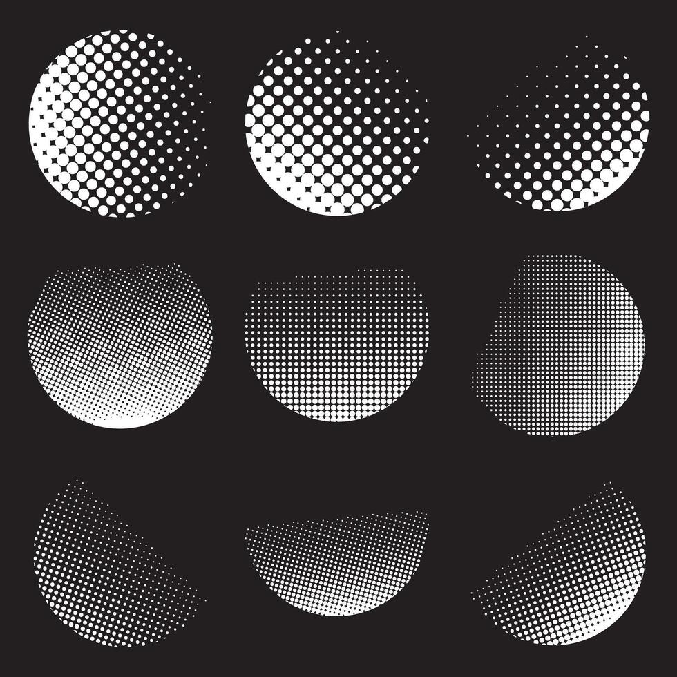Abstract circle halftone dot pattern collection vector