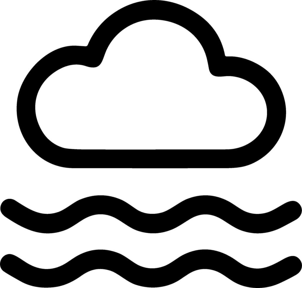 Minimalist black line icon representing fog and mist weather. vector