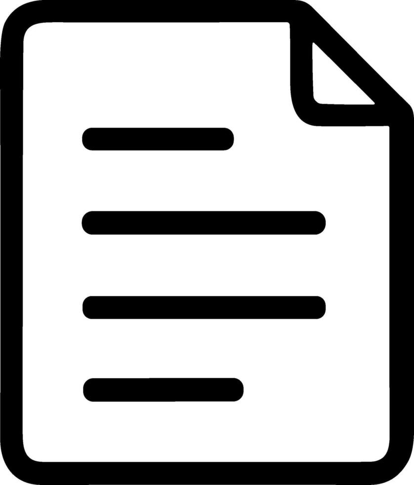 Minimalist document icon with text lines and folded corner. vector