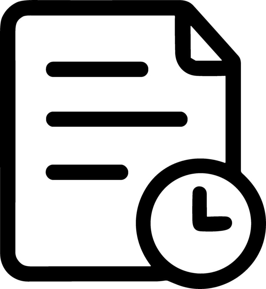 Document with clock icon representing recent history or pending status. vector