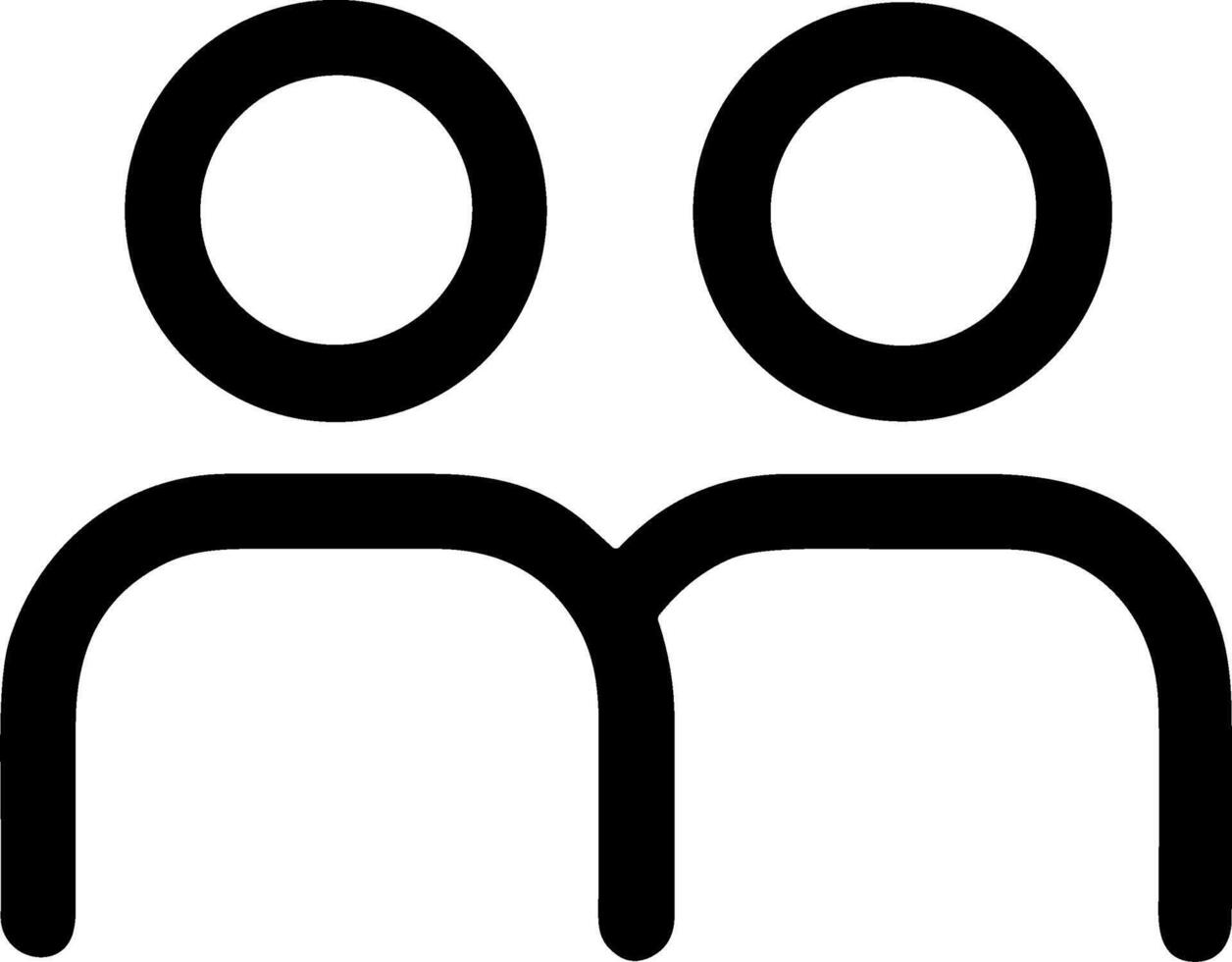 Minimalist Line Art Two-Person Icon Representing Community, Teamwork, Social Interaction, and Human Connection vector