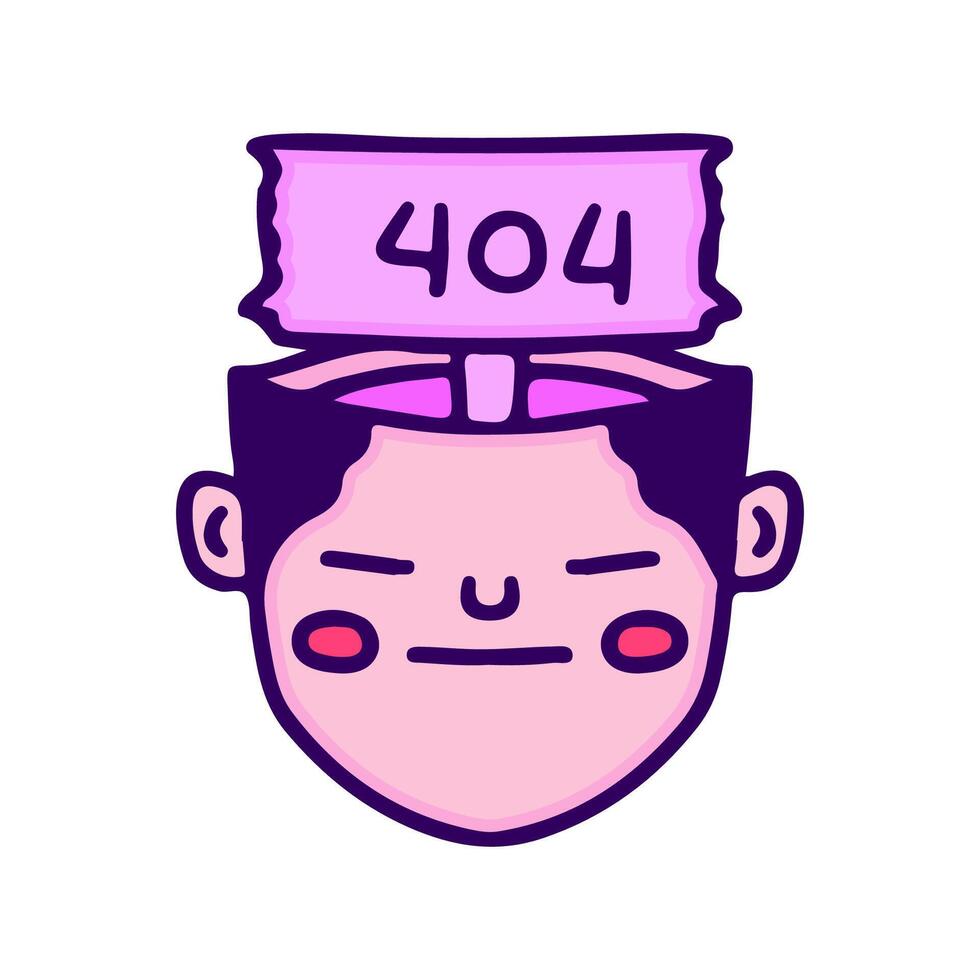 conceptual 404 error, un sencillo cabeza gráfico con el número 404 emergente desde el arriba, representando un digital Error o sistema fracaso en un minimalista estilo vector