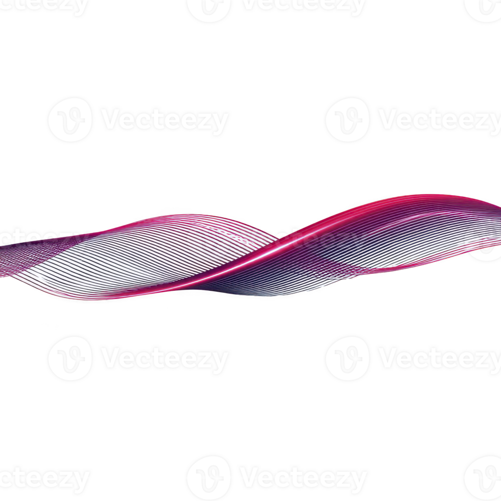Abstract wave gradient line modern curve dynamic motion digital art purple pink flowing shape futuristic smooth elegant isolated on transparency background png