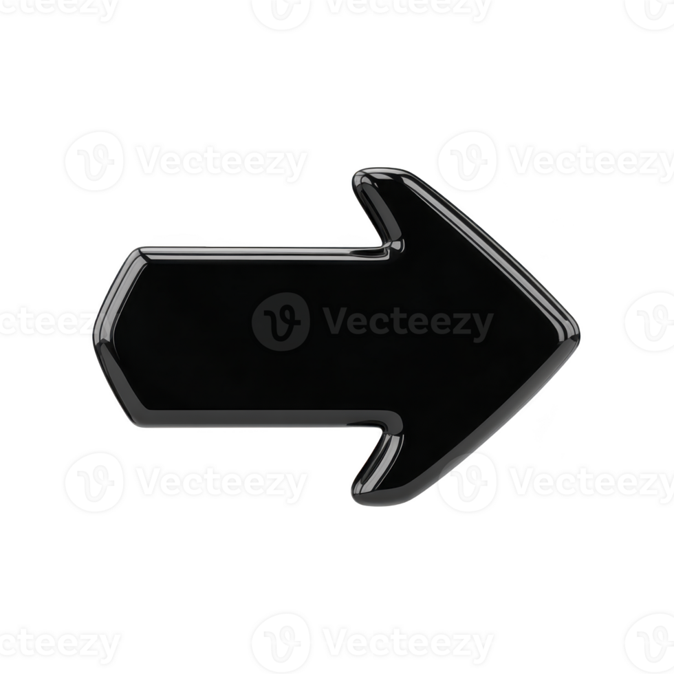 schwarz Pfeil Symbol, glänzend beenden, richtig Richtung, isoliert auf transparent Hintergrund, modern Stil, einfach Design, geeignet zum Netz Schnittstelle oder Navigation png