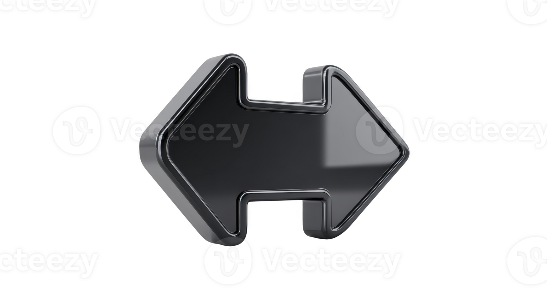 Black glossy double arrow icon, 3D style, isolated on transparent background, symbolizing direction, navigation, or choice, with modern and minimalistic design png