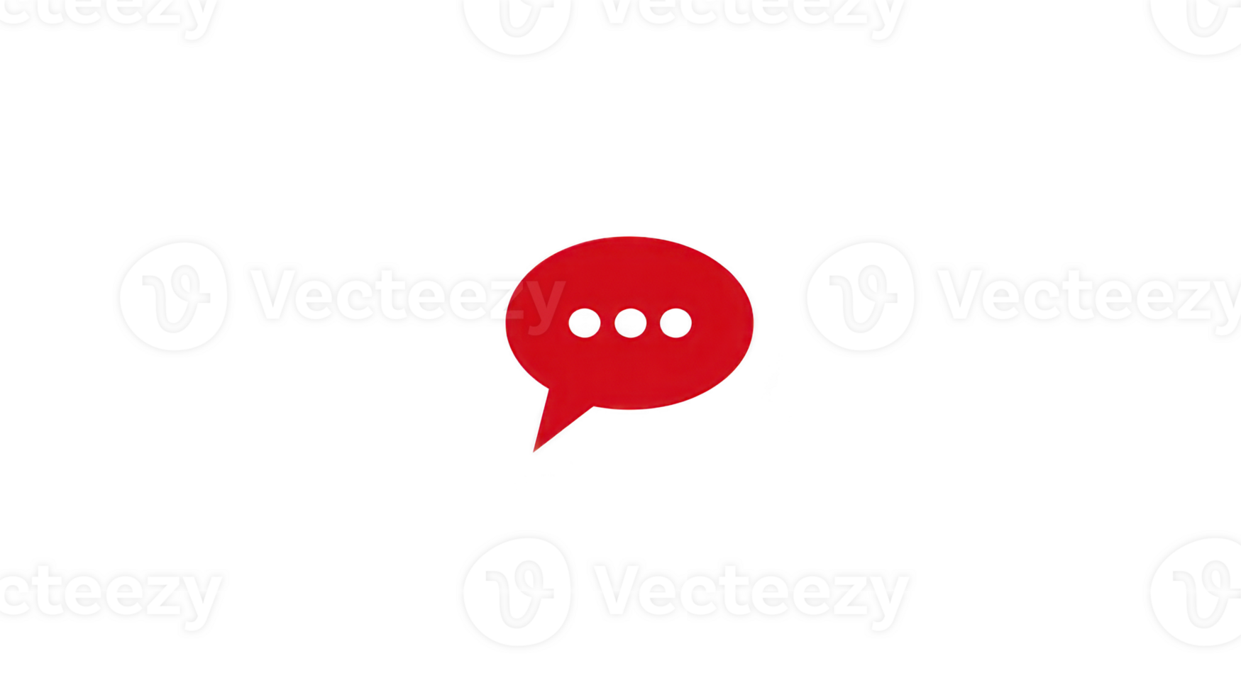 Red chat bubble icon with three dots, symbolizing communication, message, and conversation, isolated transparent background, modern and minimal style, suitable for digital and social media png