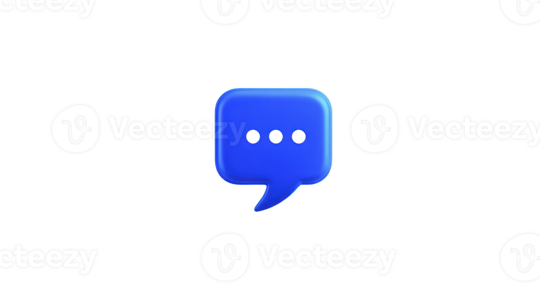 Blue chat bubble icon with three black dots, symbolizing online messaging, communication, and conversation, isolated on transparent background, modern and minimalistic style png