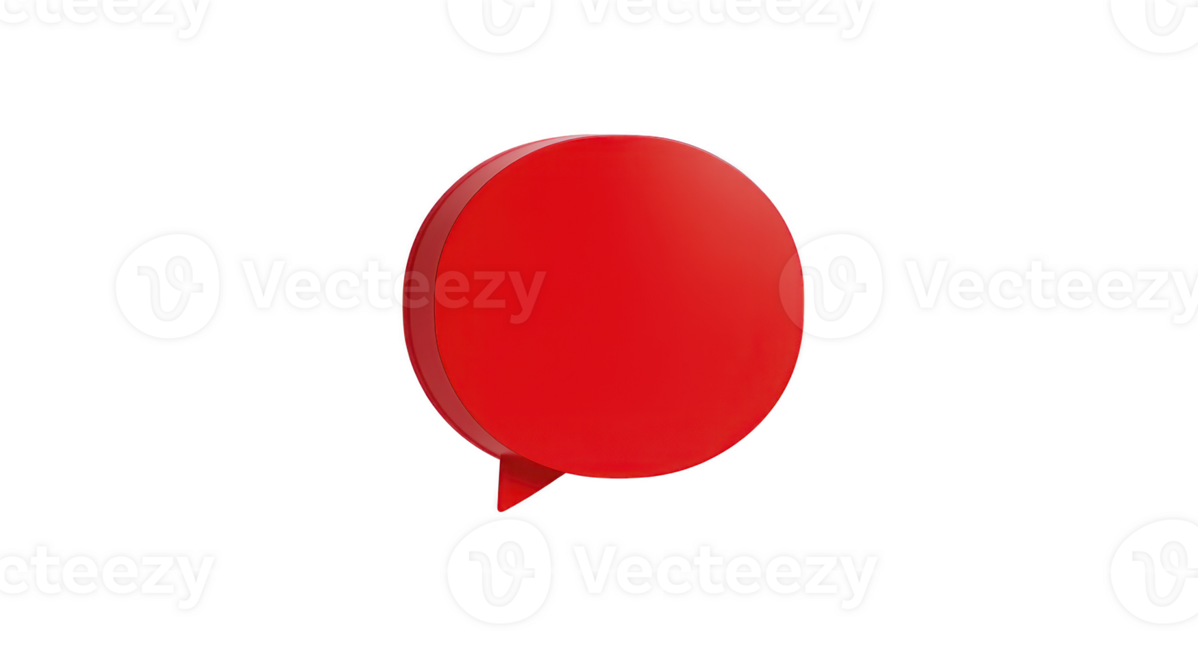 Red speech bubble 3D icon isolated on transparent background communication concept modern design blank message digital symbol vibrant color minimal style cheerful mood png