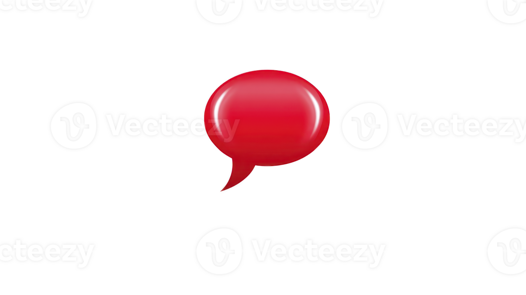 Red speech bubble glossy isolated on transparent background symbolizing communication conversation chat or message with modern and playful style png