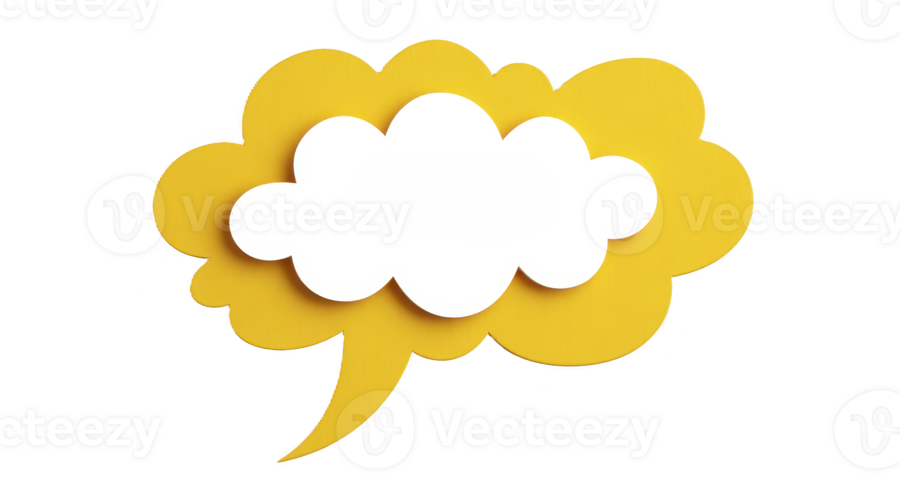 Yellow speech bubble with cloud shape, isolated on transparent background, playful and creative design for communication, message, or thought concept, suitable for social media or graphic projects png