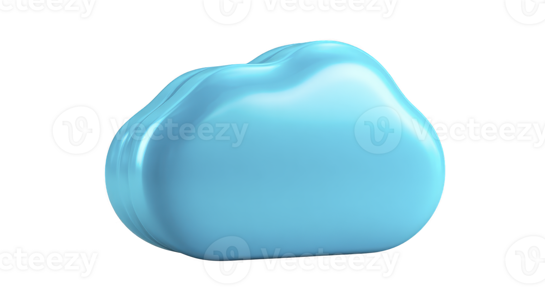 Blue cloud icon, 3D illustration, isolated on transparent background, symbolizing technology, data storage, and digital communication, with modern and minimalistic design png