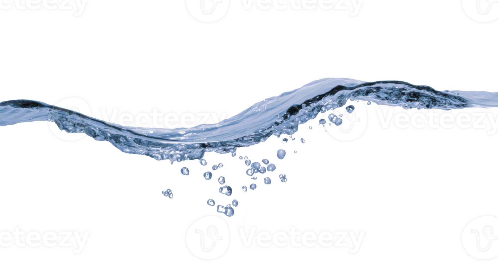 Water splash wave with clear liquid and floating droplets, isolated on transparent background, symbolizing freshness, purity, and clean nature, perfect for concepts of hydration and fluid motion png