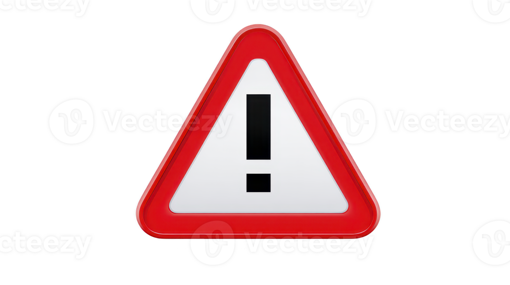 Red triangle warning sign with exclamation mark symbolizing caution alert or danger commonly used for safety hazard or attention messages isolated on transparency background png