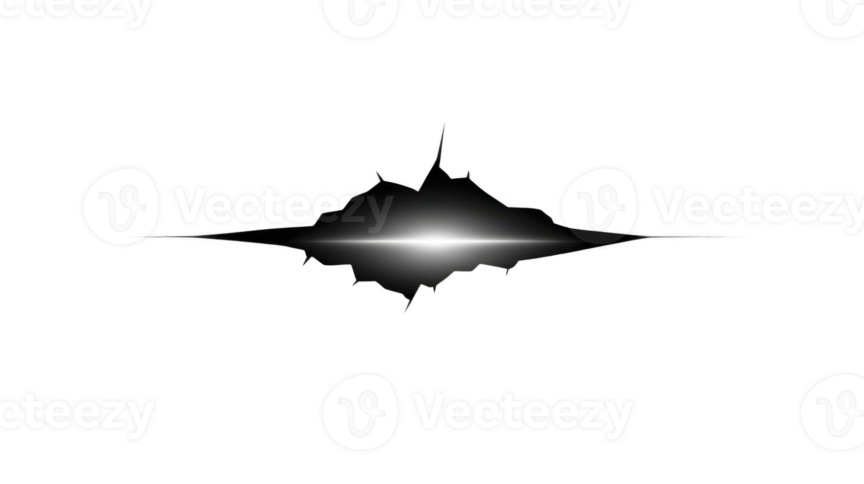 Abstract black and white soundwave with glowing center, symmetrical digital art, isolated on transparent background, modern minimal style, energetic and dynamic visual effect png