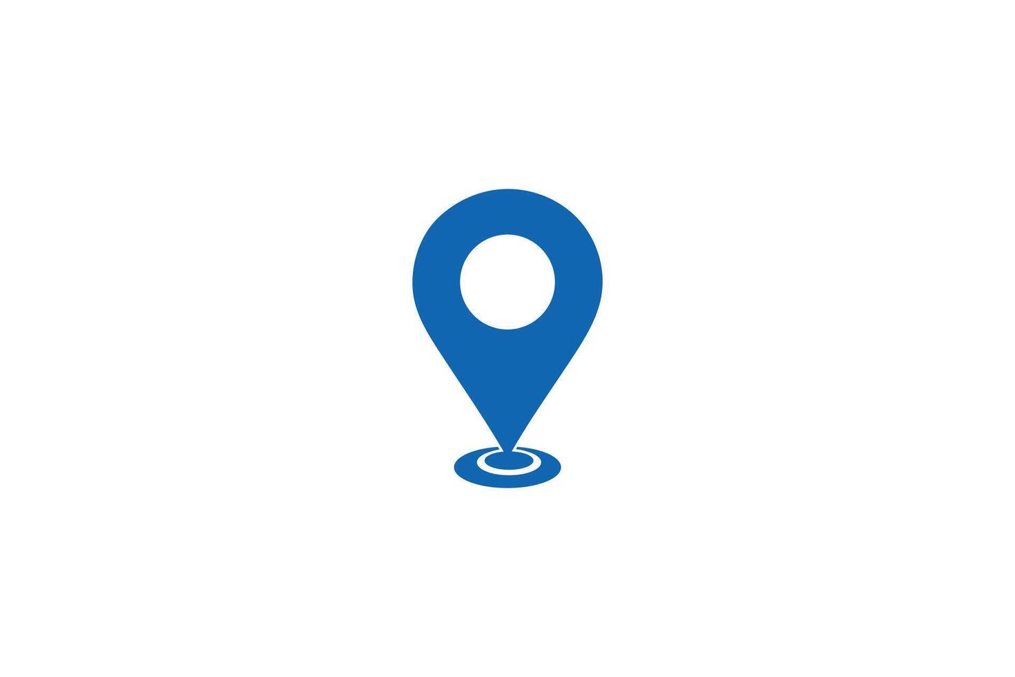 Blue location pin icon on white background for maps and navigation vector