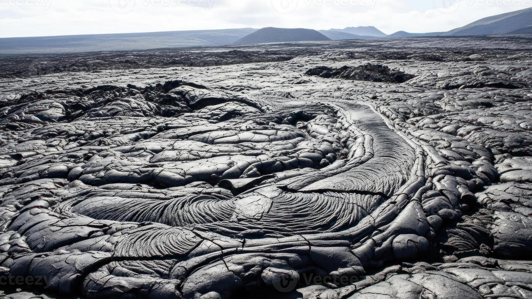 A lava field with many different shapes and patterns photo
