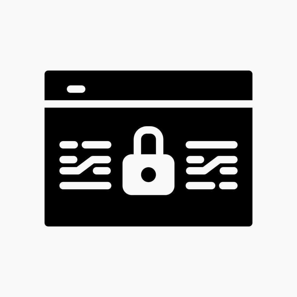 Secure Website icon in glyph style, used to indicate encrypted browsing, safe access, and protected web operations. vector