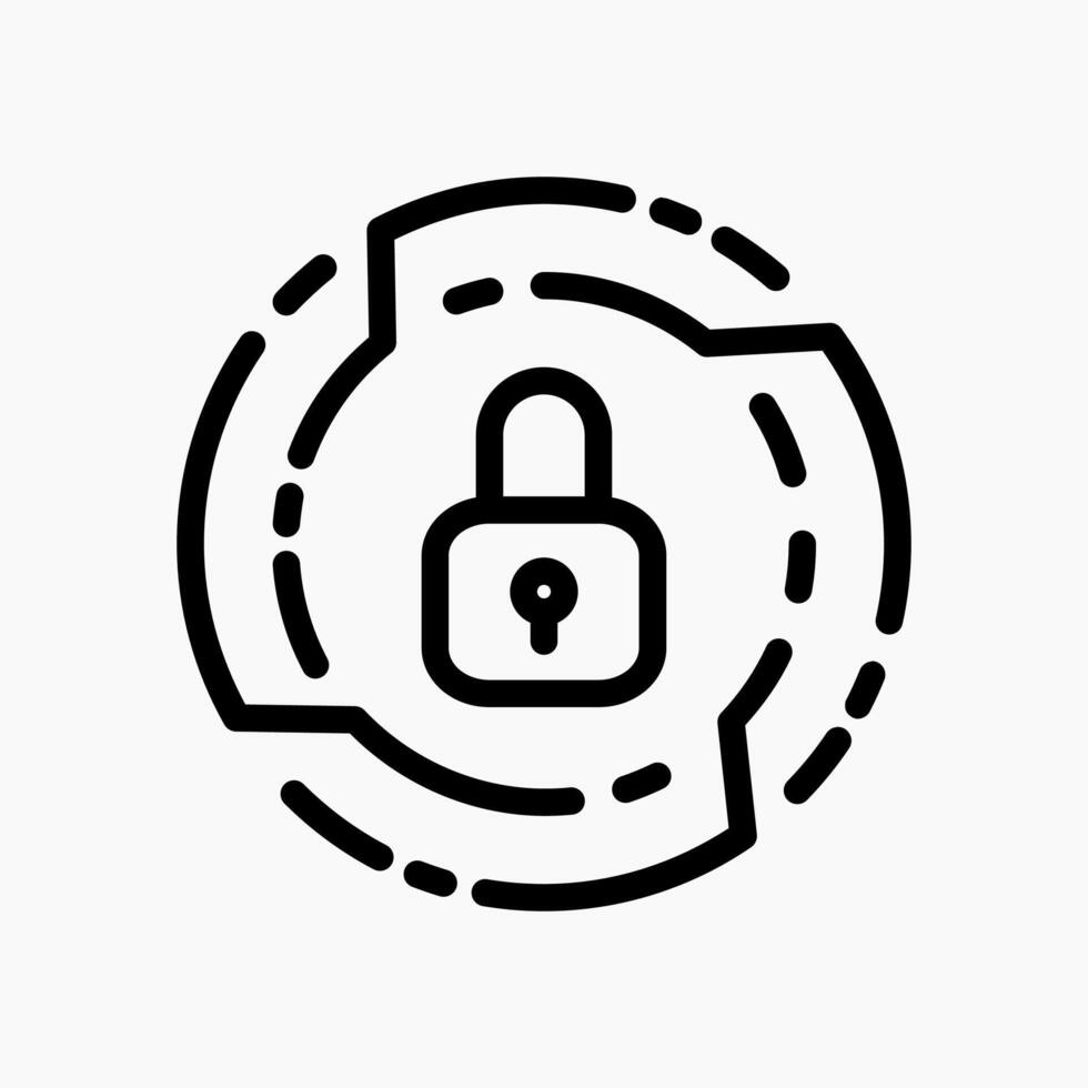 User Authentication icon in line style, showing identity verification and secure login functions for protected accounts. vector