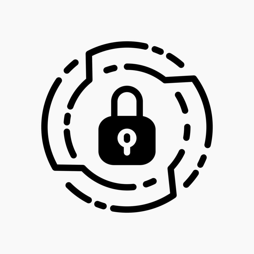 User Authentication icon in glyph style, showing identity verification and secure login functions for protected accounts. vector