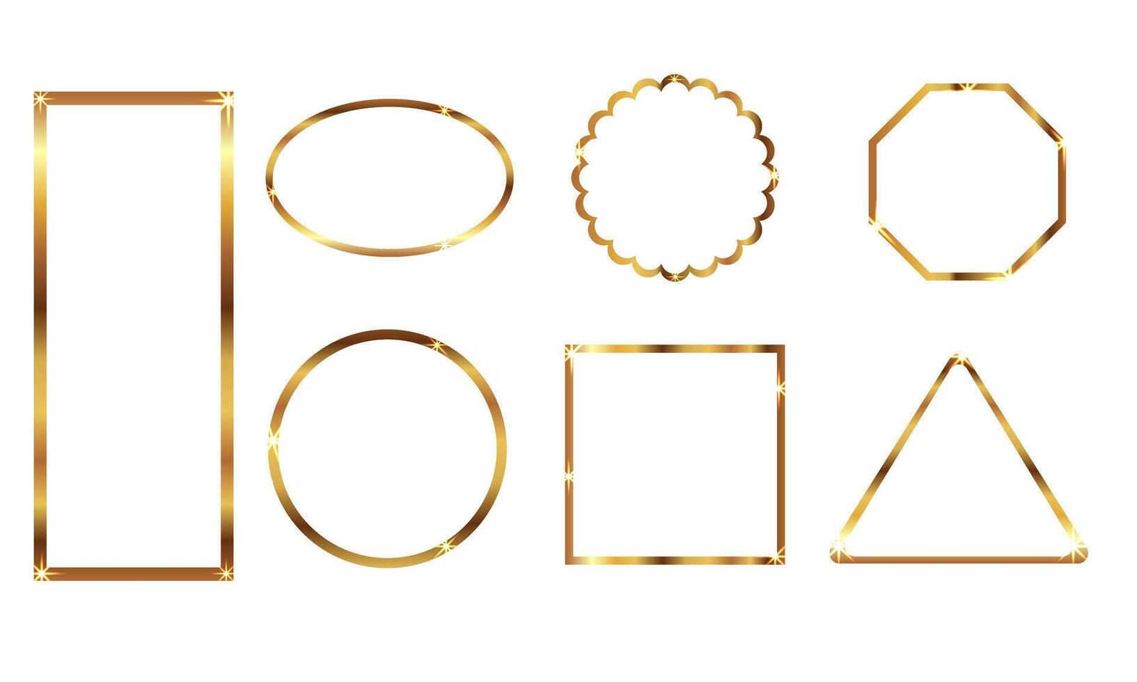 Golden frame set with different shapes and sizes vector
