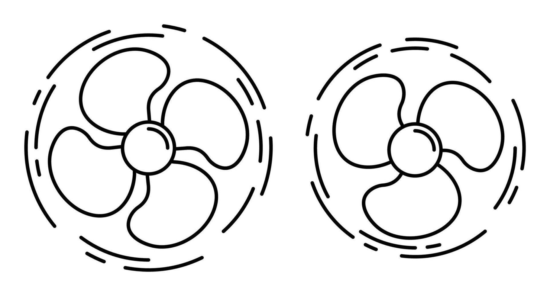 Linear icon, fan propeller blades. Rotation of three and four bladed turbines vector
