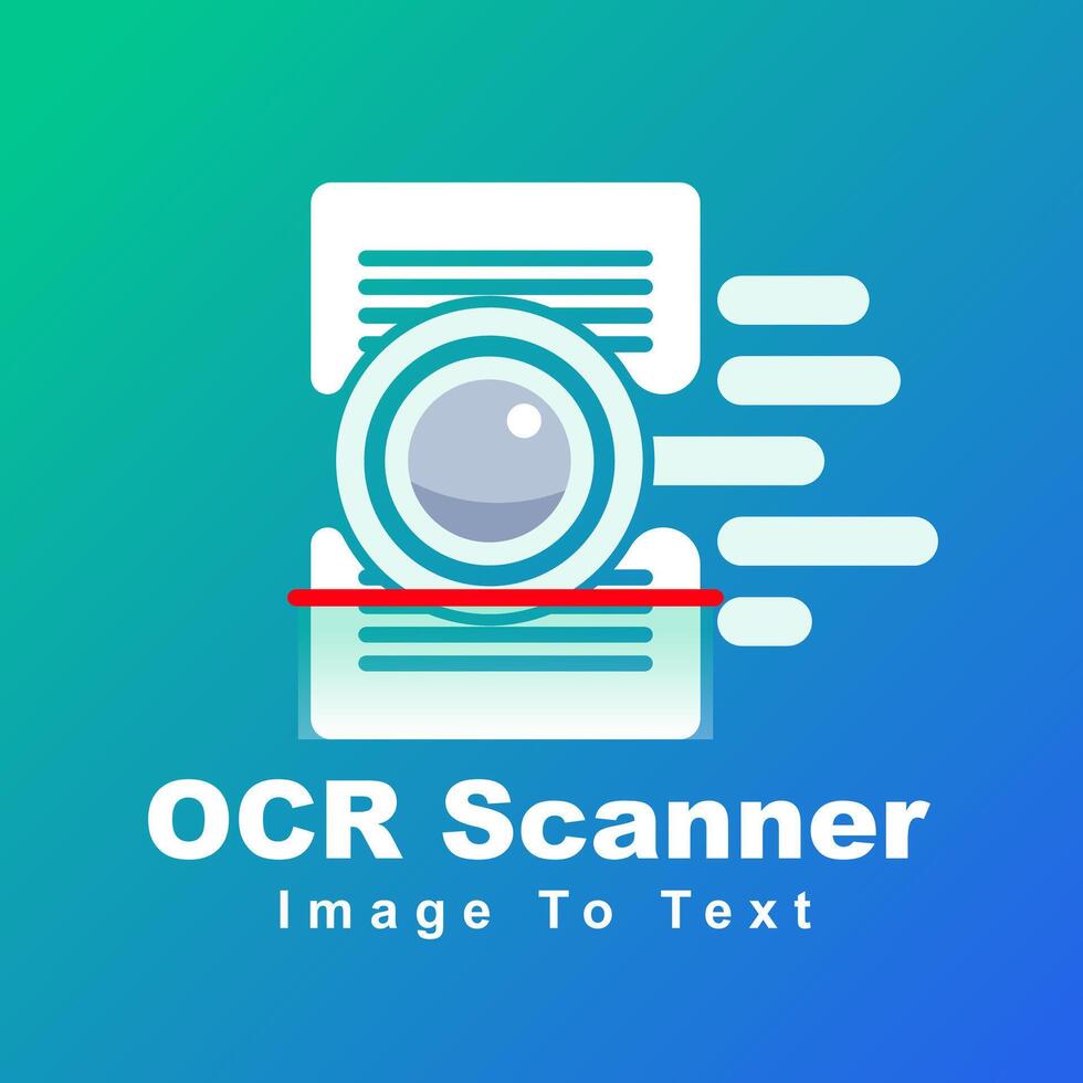 Modern OCR Scanner App Icon Image to Text Recognition Logo Design vector