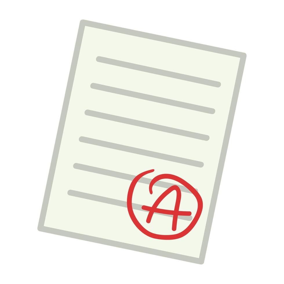 A paper with a red stamp on it, a letter a and a red cross vector