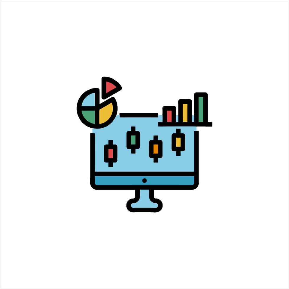 Stock Market Analysis Candlestick Chart Pie Chart Bar Graph, business analytics vector