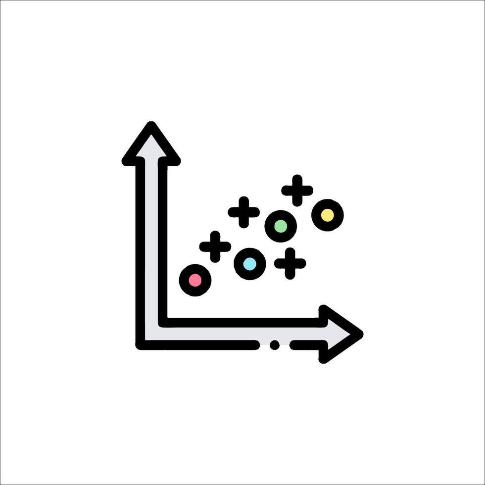 Scatter Plot Diagram Icon Data Analysis and Growth Concept, business vector