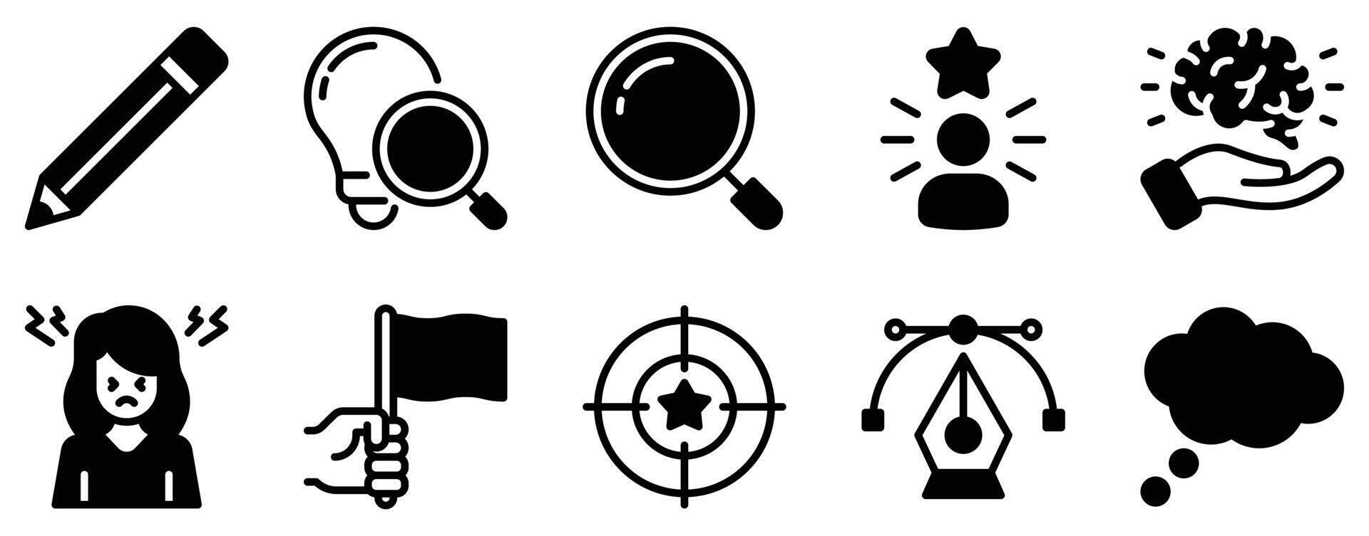 Creative process icon solid mix style idea symbol for design thinking app ui web brainstorming workflow and innovation project design vector