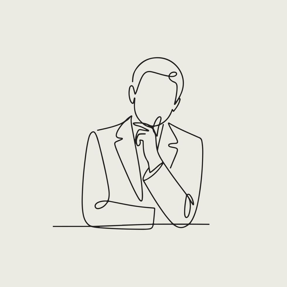 continuous line drawing of a man thinking, thinking, thinking, thinking, thinking, thinking, vector