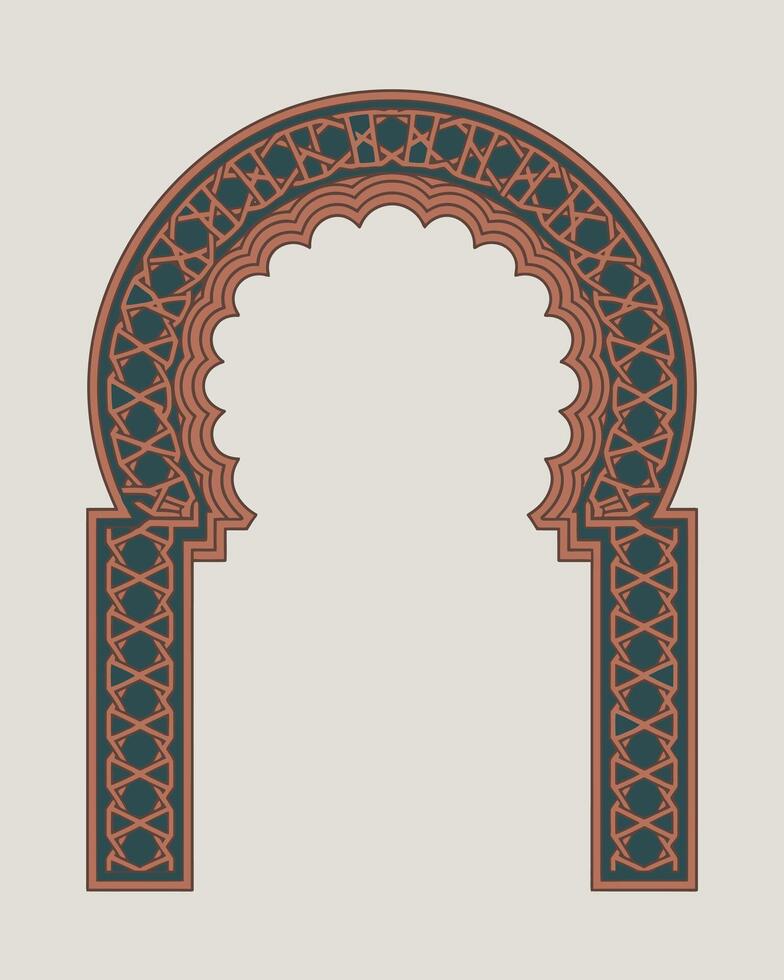 Intricate Andalusian Arches with Geometric Patterns Artwork vector