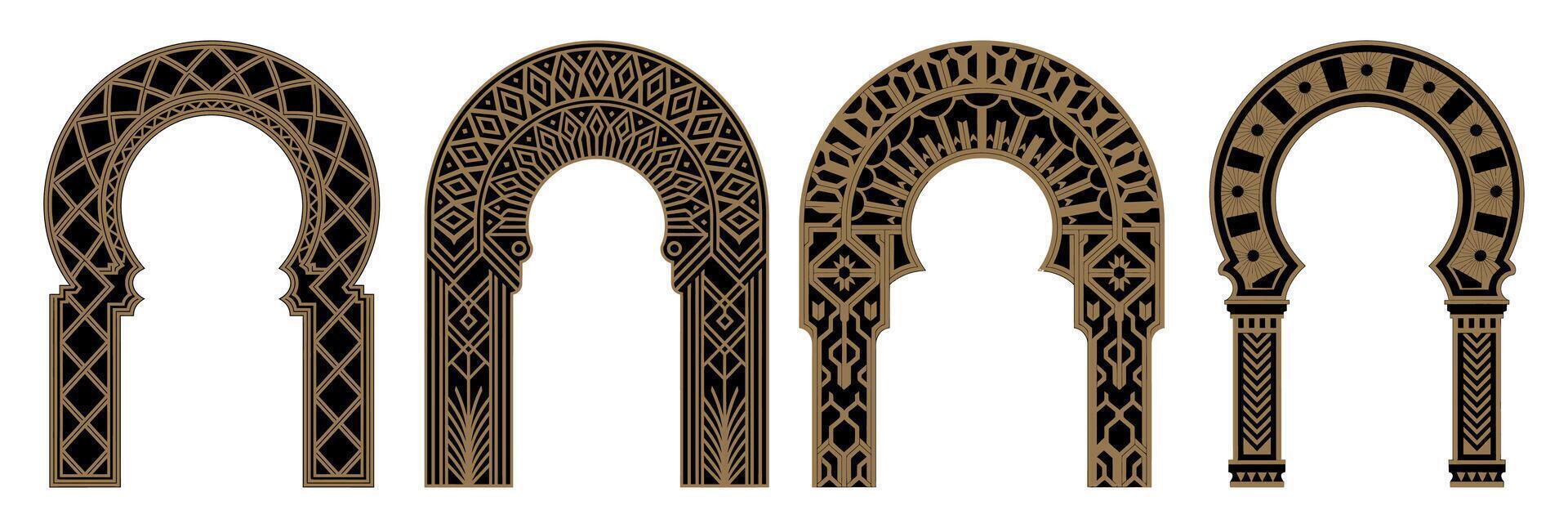 Intricate Andalusian Arches with Geometric Patterns vector