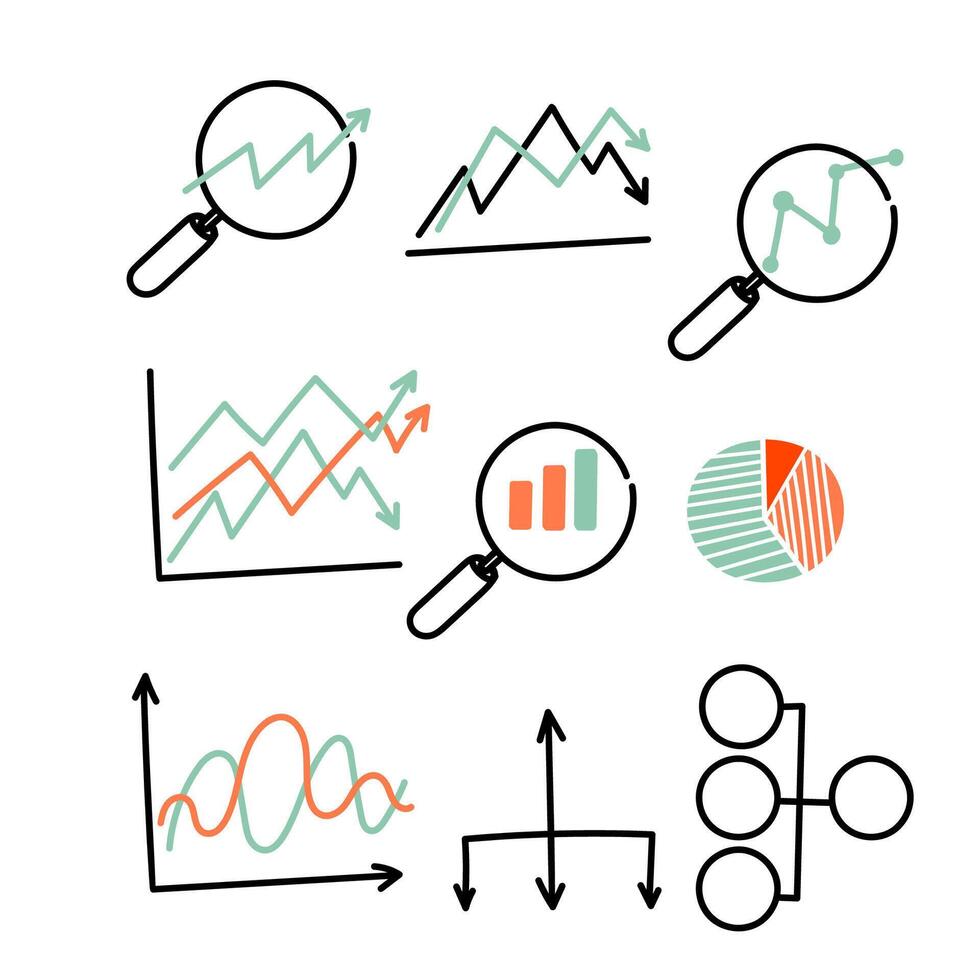 a set of icons that show graphs and graphs vector